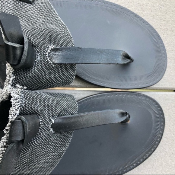 Rag & Bone Claire Leather Denim Thong Sandals | Size 8.5 | Gray - Picture 6 of 8